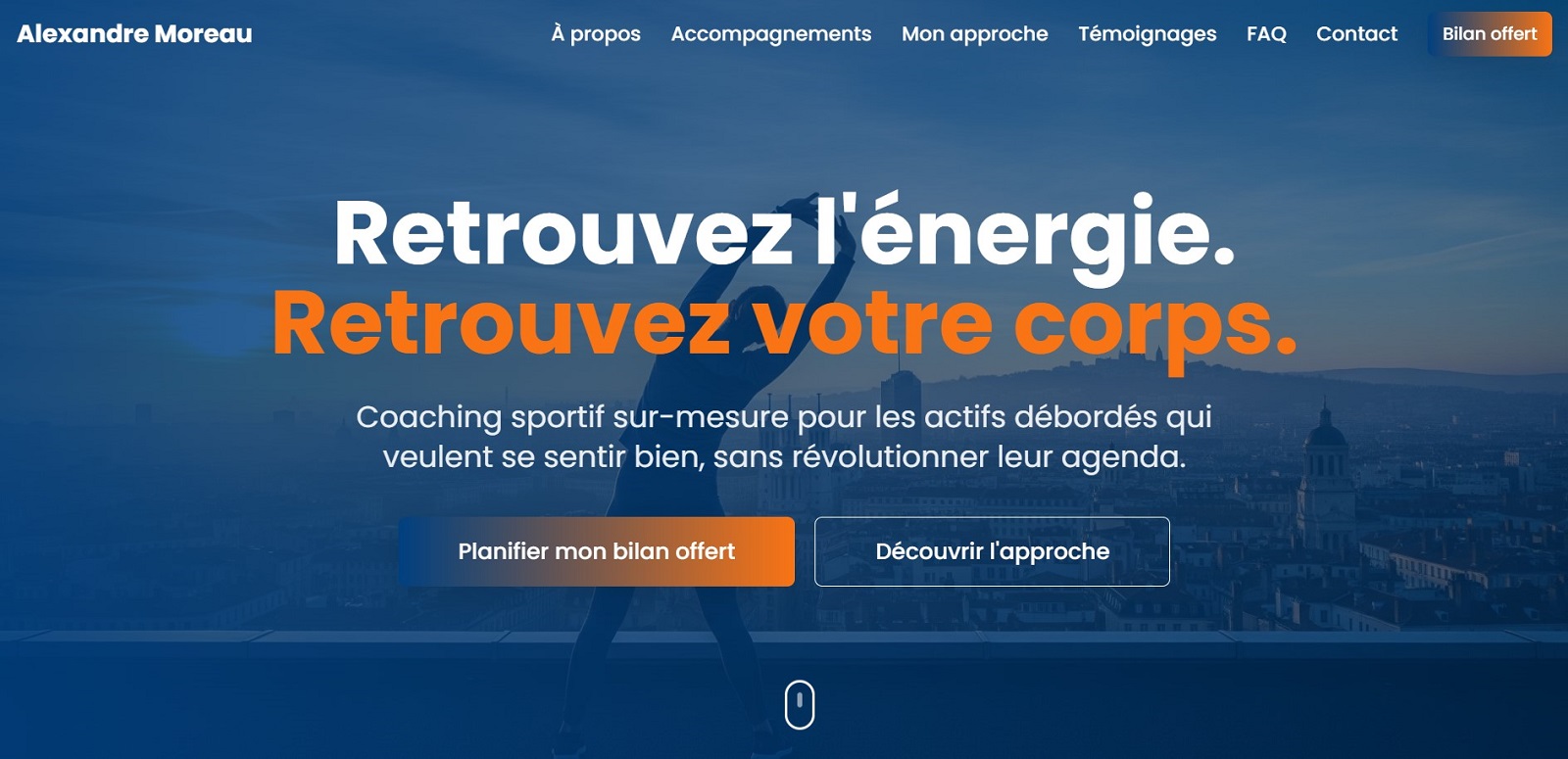 Mockup du site web d'Alexandre Moreau sur un ordinateur portable