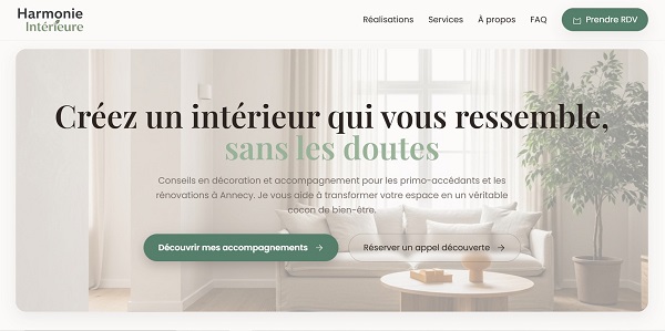 Aperçu du site pour une décoratrice d'intérieur