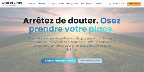 Site pour un coach en confiance en soi