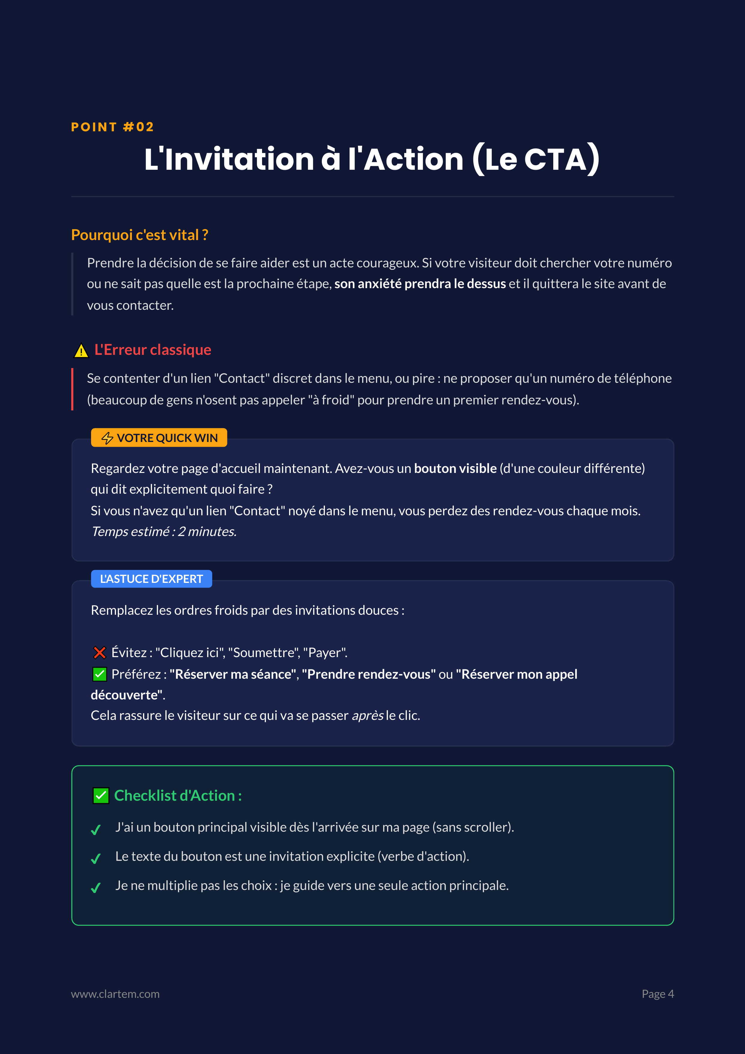 Point 2 – L'Action : L'invitation à l'action (CTA)